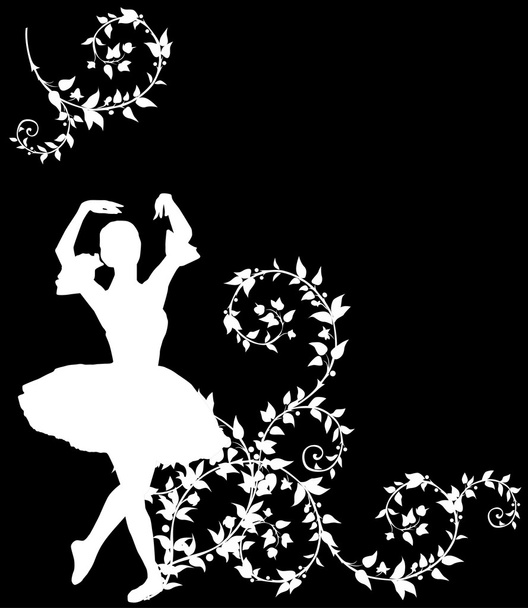 bailarino de balé em cachos de plantas brancas
 - Vetor, Imagem