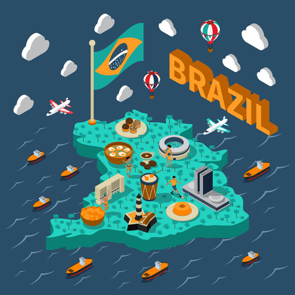 Brasil Mapa isométrico
 - Vector, Imagen
