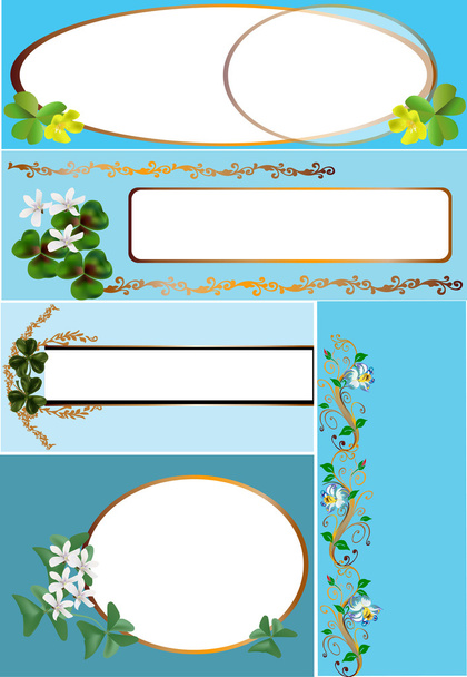 Floral frames op blauwe achtergrond - Vector, afbeelding