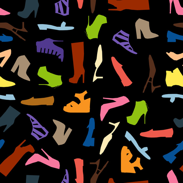 Seamless pattern of colored women shoes - Vector, Image
