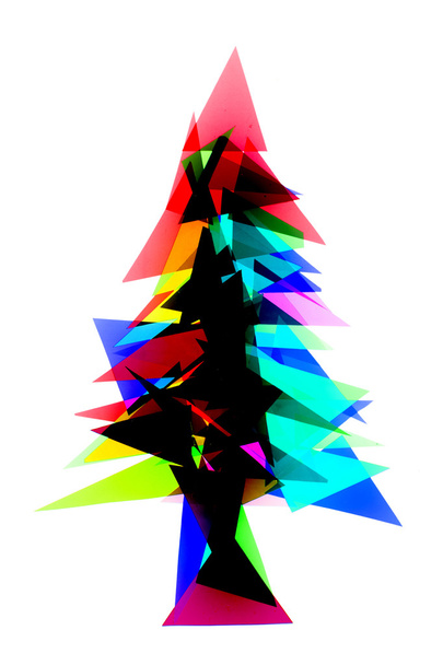 Choinka z plastikowych trójkątów kolor - Zdjęcie, obraz
