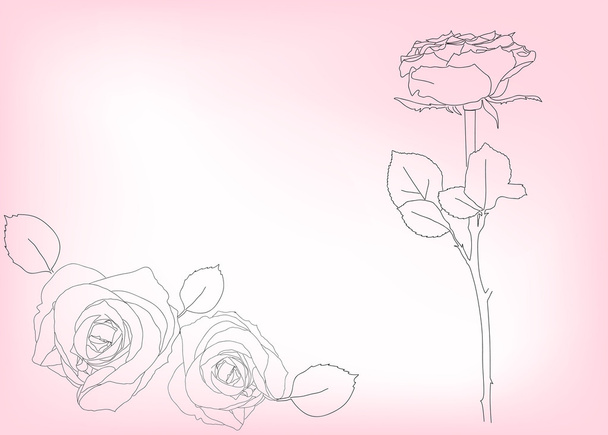 ピンクのバラの花スケッチ - ベクター画像