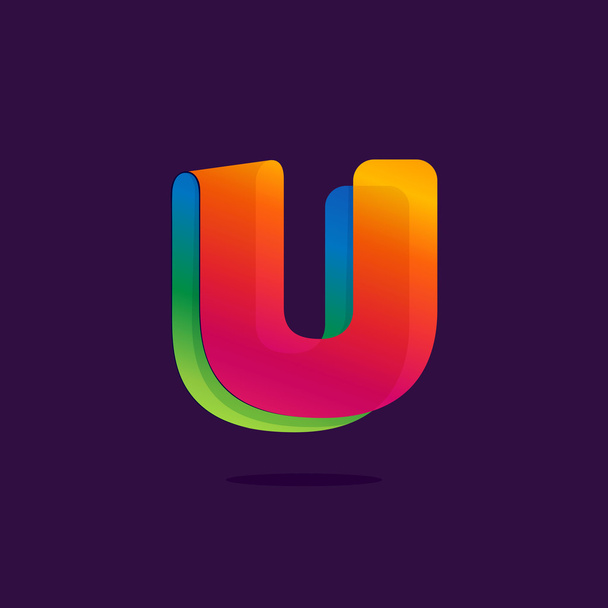 Letter U logo formed by colorful ribbon. - Vektor, kép