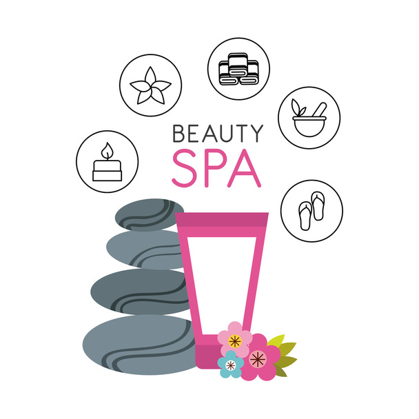 beauty spa set flat icons - Vector, Image