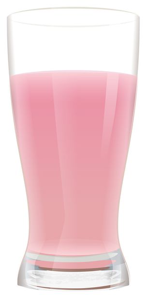 Full glass of milk strawberry cocktail - Vector, Image
