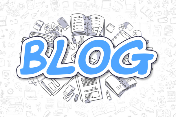 Blog-doodle blauw woord. Business concept. - Foto, afbeelding
