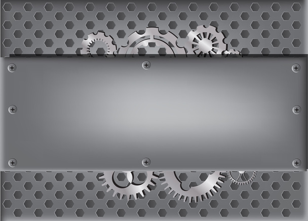 panel de metal gris con engranajes
 - Vector, Imagen