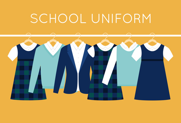 Iskolai egyenruhát, a gyermekek és a tizenévesek a fogasok - Vektor, kép