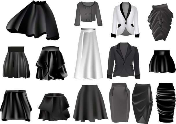 woman grey dress collection isolated on white - Vector, Image