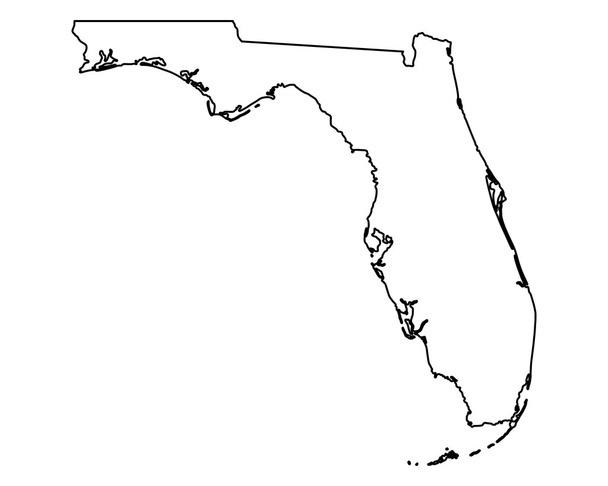 Přesná mapa Florida - Vektor, obrázek