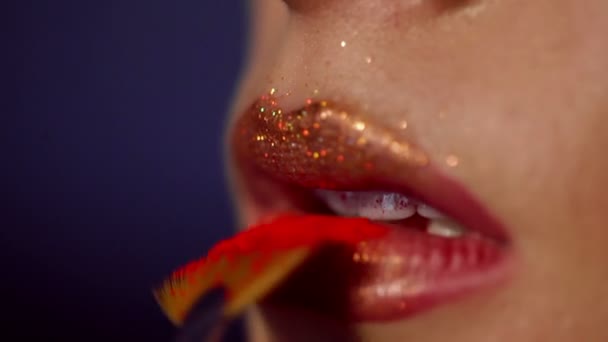 woman puts a makeup to a beautiful girl - Séquence, vidéo