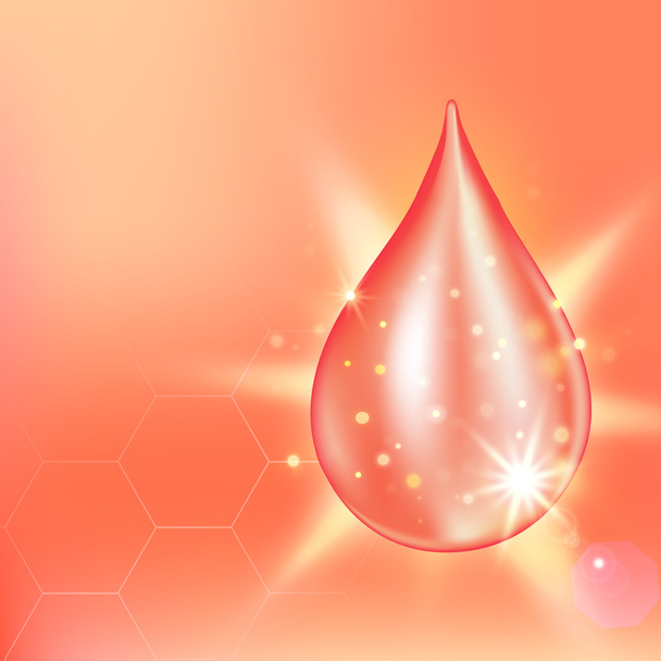 Supreme collagen oil drop essence. Premium shining serum droplet. Vector illustration of . Cosmetics solution - Vector, Image