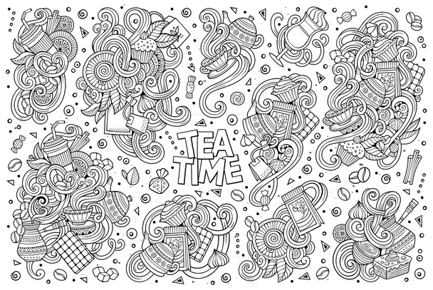 Ensemble de dessin animé vectoriel doodle de thé et café
 - Vecteur, image