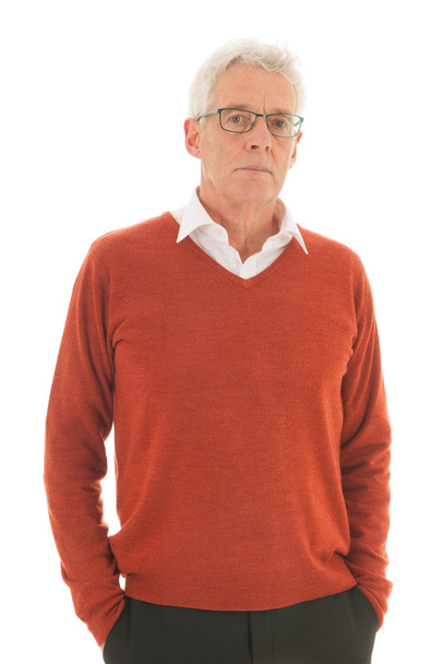 Senior man on white background - Fotó, kép