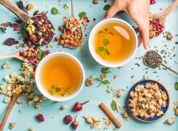 Two cups of healthy herbal tea  - Photo, Image