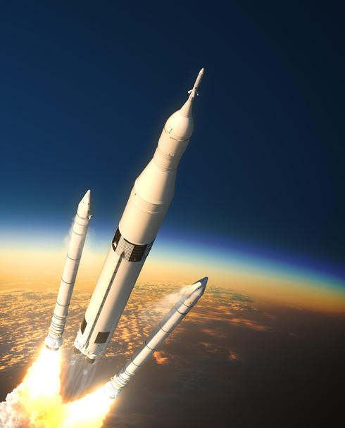 Разделение ракетных ускорителей в стратосфере
 - Фото, изображение