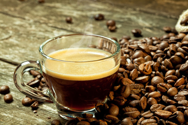 espresso and coffee grain - Valokuva, kuva