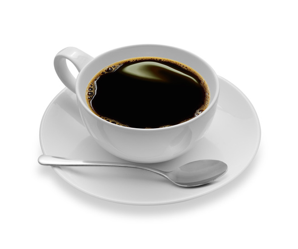felülnézet egy csésze kávét, elkülönítése, fehér - Fotó, kép