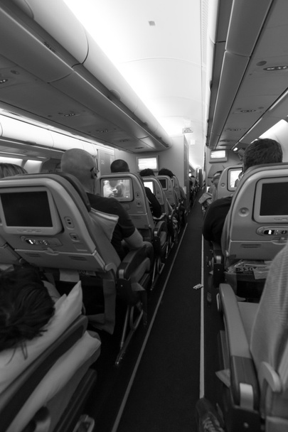 乗客の飛行機の中 - 写真・画像