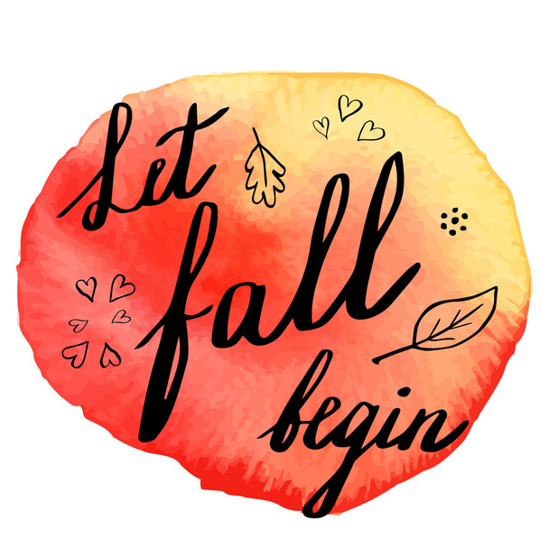 Осенний акварельный баннер с ручной надписью
 - Вектор,изображение