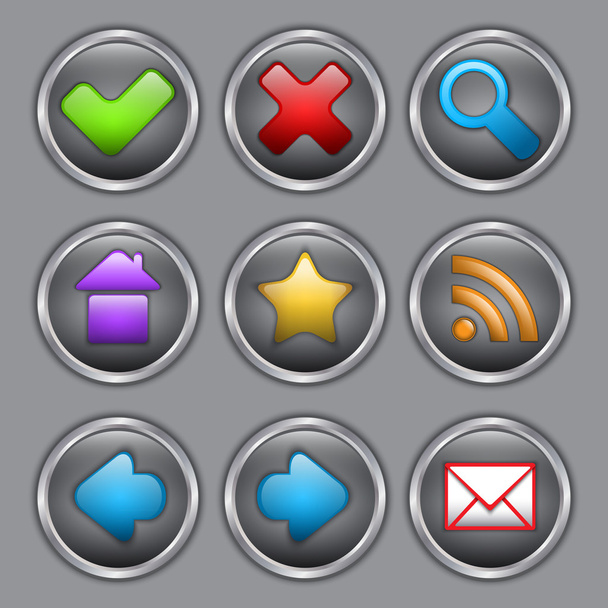 Round Web icon set - Vektör, Görsel