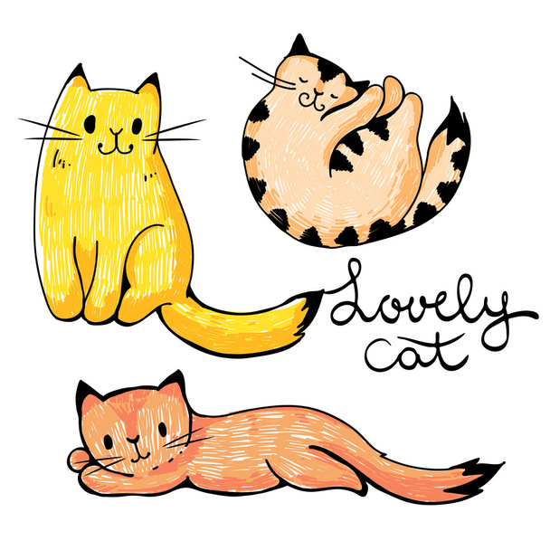 A macskák vicces rajzfilm illusztráció - Vektor, kép