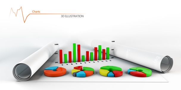カラフルなビジネス グラフ、レポート、プレゼンテーション - 写真・画像