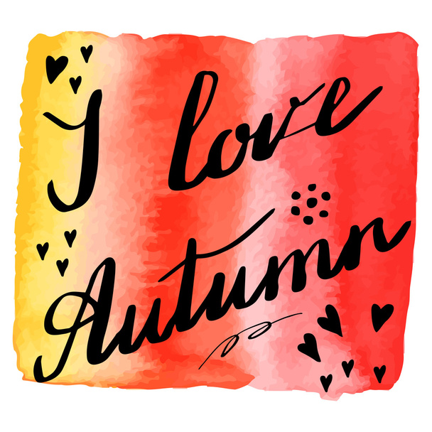 Autumn watercolor banner with hand lettering - Vektor, kép