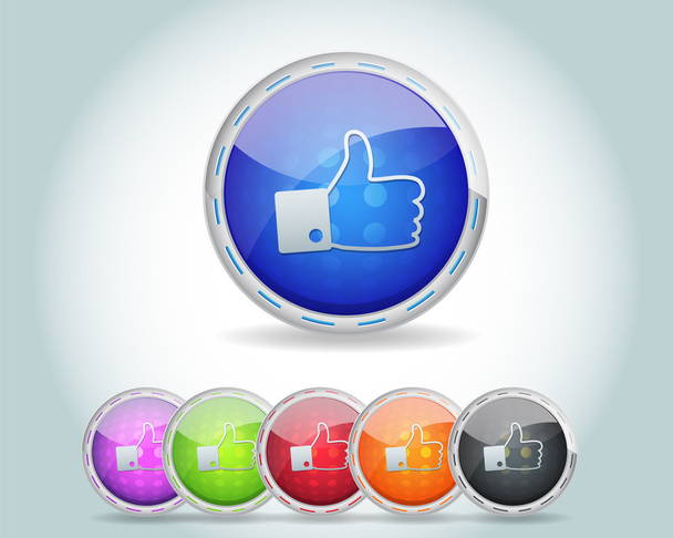 Vector Glossy Round Like Icon Button and multicolored - Vector, imagen