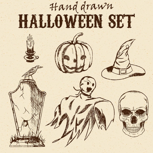 Hand Drawn Halloween characters set - Vector, afbeelding