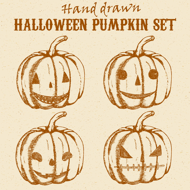 Halloween pumpkin sketches set - Vector, afbeelding