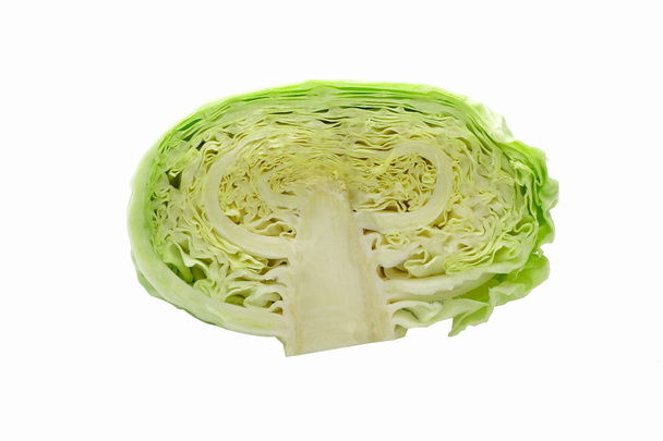 Isolated cabbage sliced on white background with clipping path - Photo, image