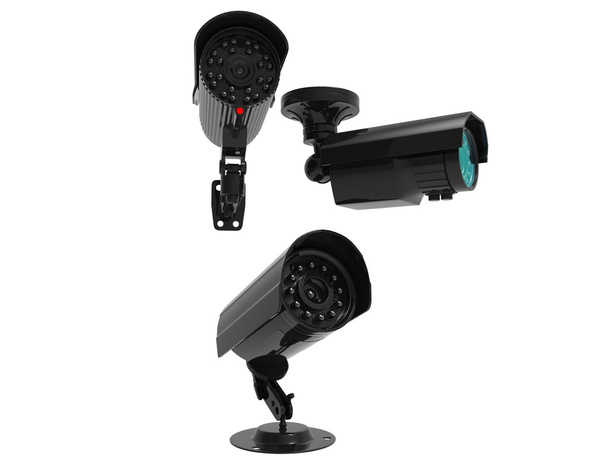 Câmeras de vigilância - modelos montados na parede, no chão e no teto
 - Foto, Imagem