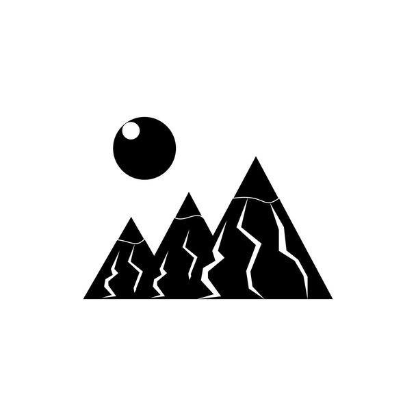 Mountains with sun icon, simple style - Vector, Image