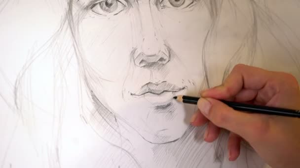 Ragazza artista dipinge ritratto di donna con matita. 4k
 - Filmati, video