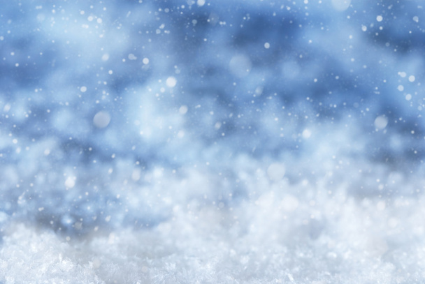 Blue Christmas Background With Snowflakes And Snow - Valokuva, kuva