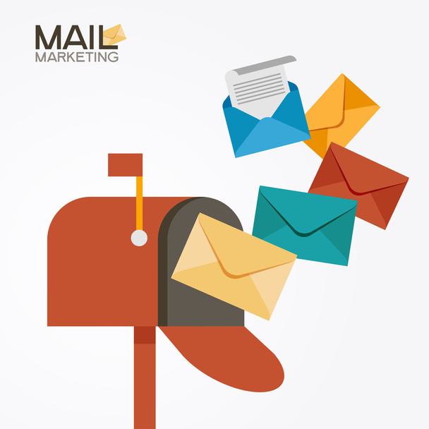 Mailbox and colored envelopes - Vettoriali, immagini