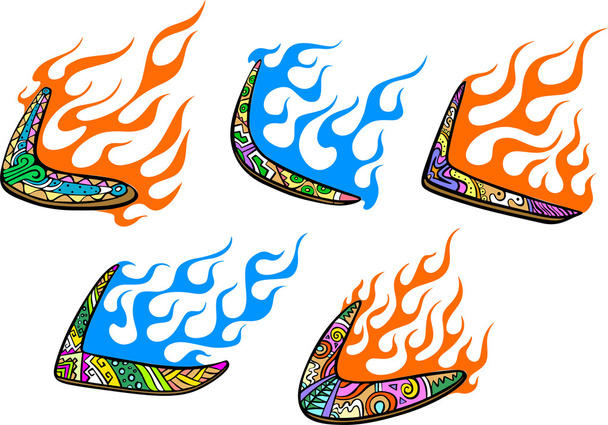 Boomerang nativi australiani con fiamme
 - Vettoriali, immagini