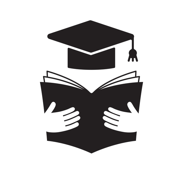 icon of education with academic cap over book - Vector, Imagen