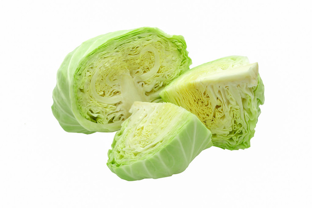 Isolated cabbage sliced on white background with clipping path - Photo, Image