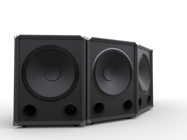 Three black subwoofer speakers  - Photo, Image