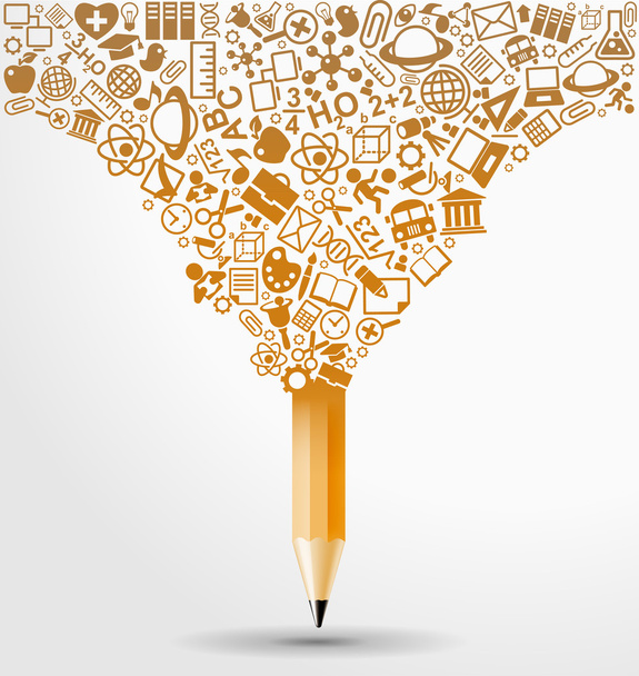 Pencil with education icons - Vector, Image