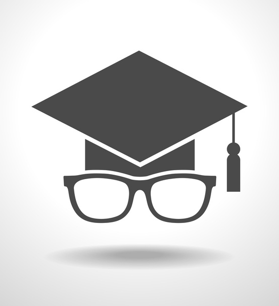 academic cap and glasses - Vector, Imagen