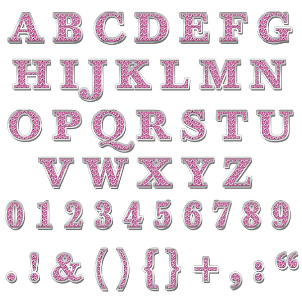 Pink Bling Uppercase Alphabet - 写真・画像