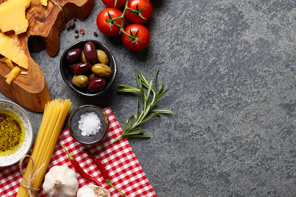 Italian food ingredients on stone background - Fotoğraf, Görsel