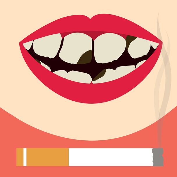 Teeth damaged by cigarette - Vector, Image