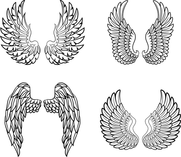 Desenhos animados coleção asas de anjo conjunto
 - Vetor, Imagem
