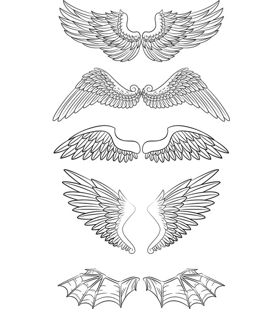 Σύνολο συλλογής φτερά αγγέλου κινουμένων σχεδίων - Διάνυσμα, εικόνα