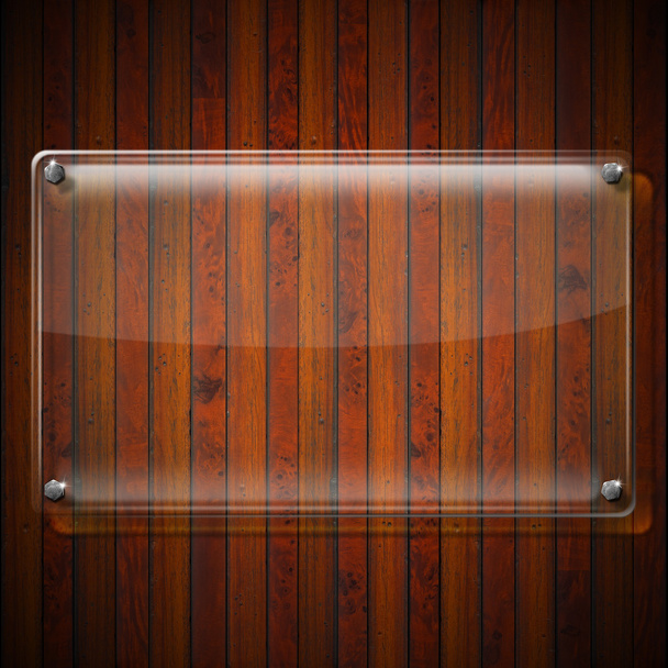 Glasplatte auf Holz Hintergrund - Foto, Bild