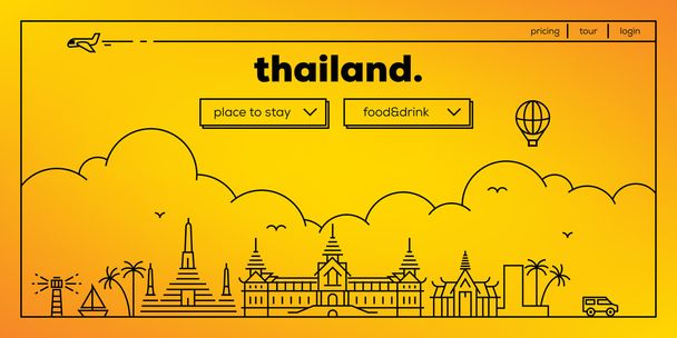 タイの旅行ウェブサイトのデザイン - ベクター画像